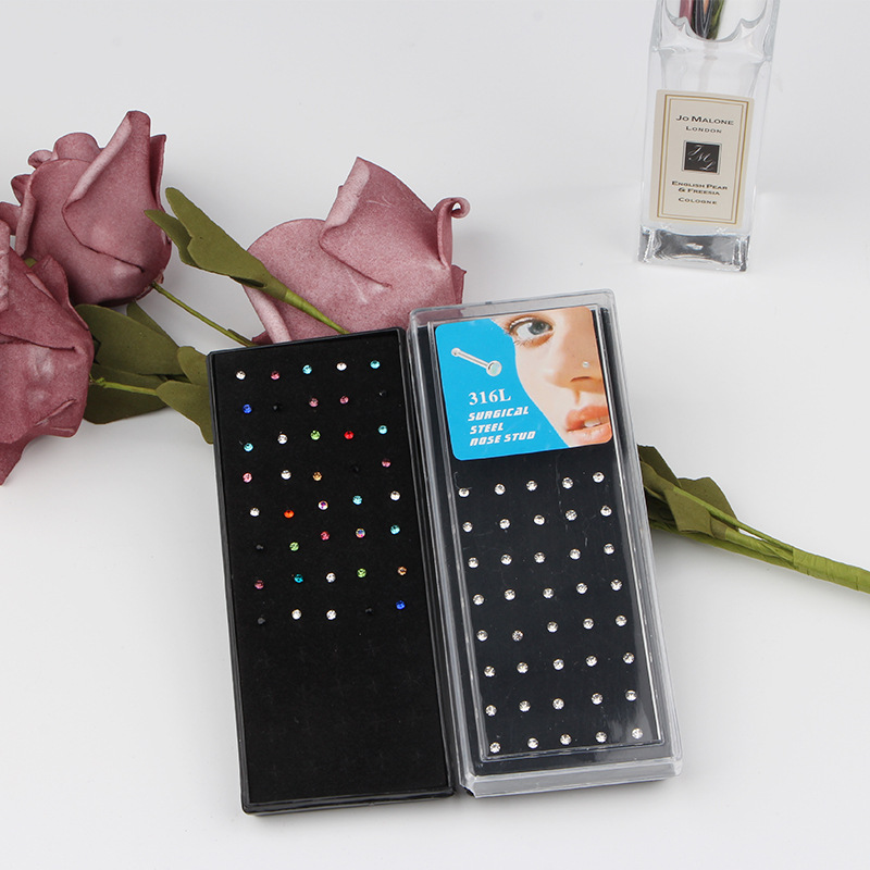 欧美个性鼻钉24/40个盒装不锈钢穿刺饰品鼻饰套装2mm迷你鼻钉现货