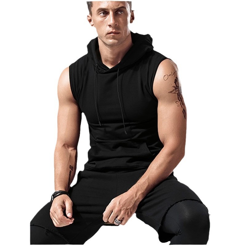 Cross-border Amazon new Product 2003 Men's T-shirt, fitness solid color sporty casual sleeveless vest for men