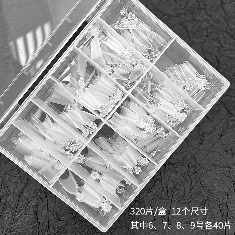 Nail tip auxiliary line: Shallow semi-attached nail tip, oval-shaped, seamless, no-cut, ultra-thin, natural fit, specially designed for nail salons Specification image