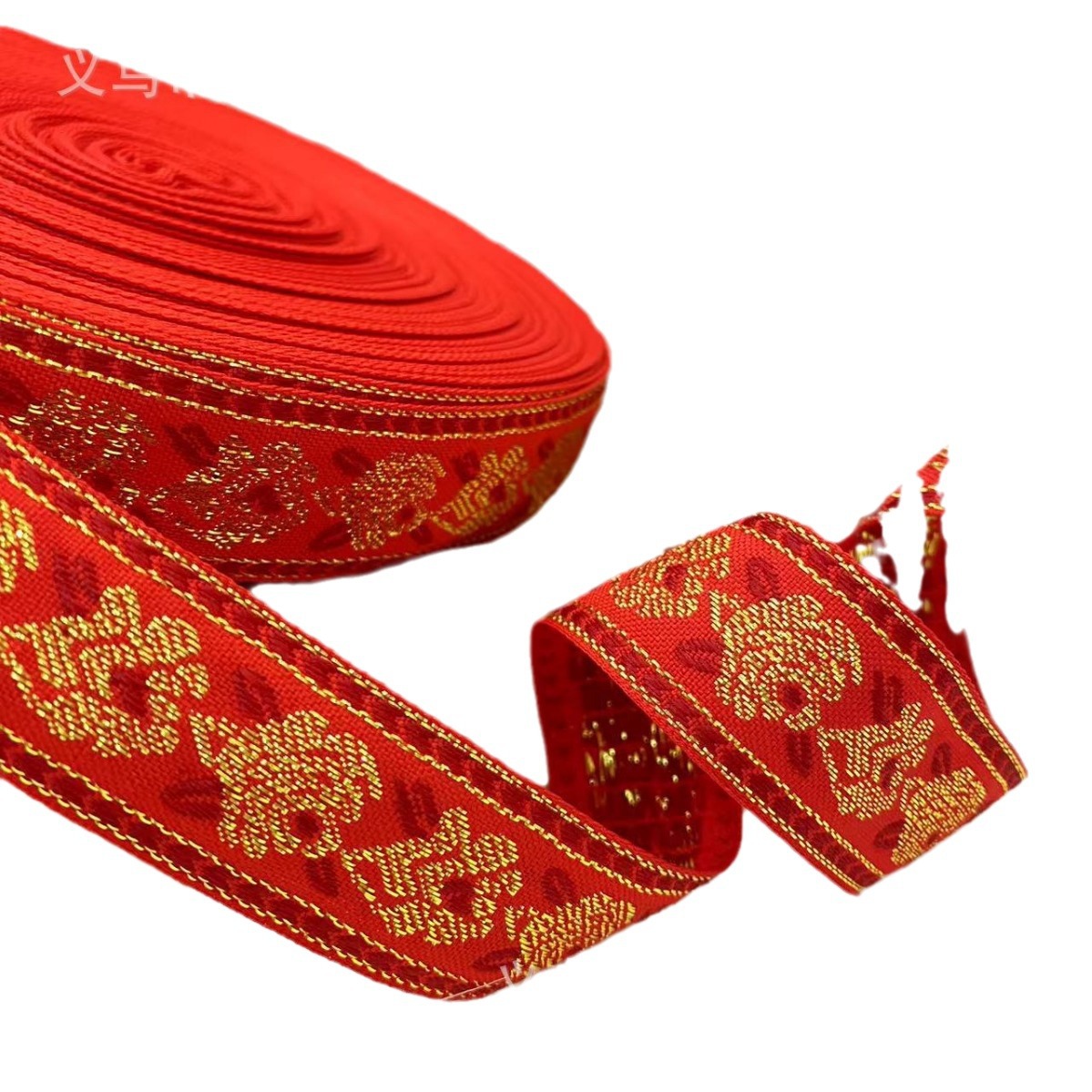 En stock 2.0-5.0 doble cara grande rojo festivo peluquería tocados bolsa banda lateral estilo étnico jacquard bordado correas al por mayor Item Picture