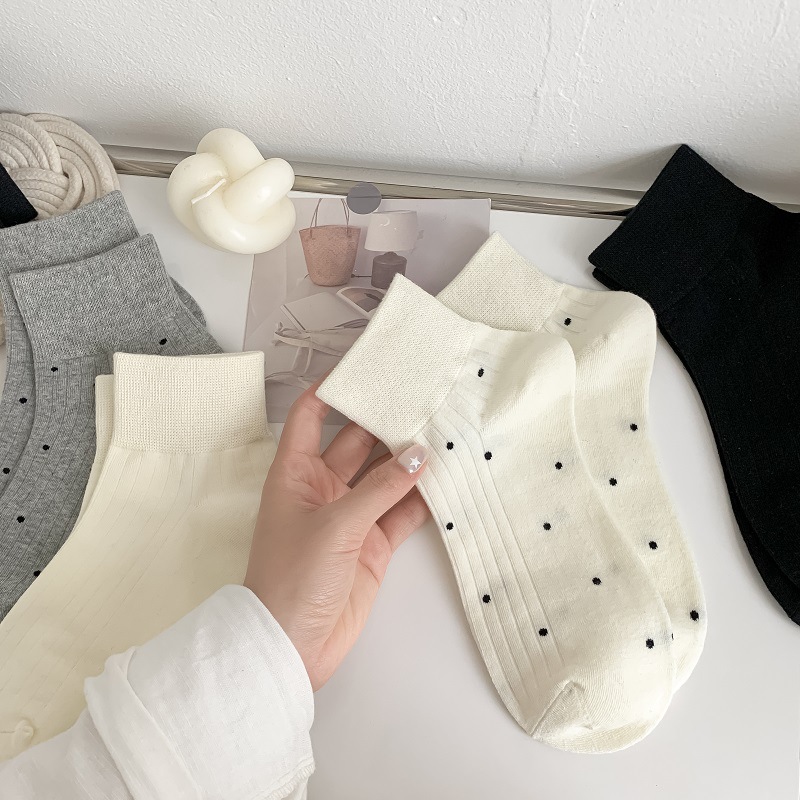 Sock stall, one-piece consignment, women's white polka dot short socks, cotton socks, South Korea Dongdaemun women's short socks, miu style, grey pile socks, trendy one-piece consignment Specification image