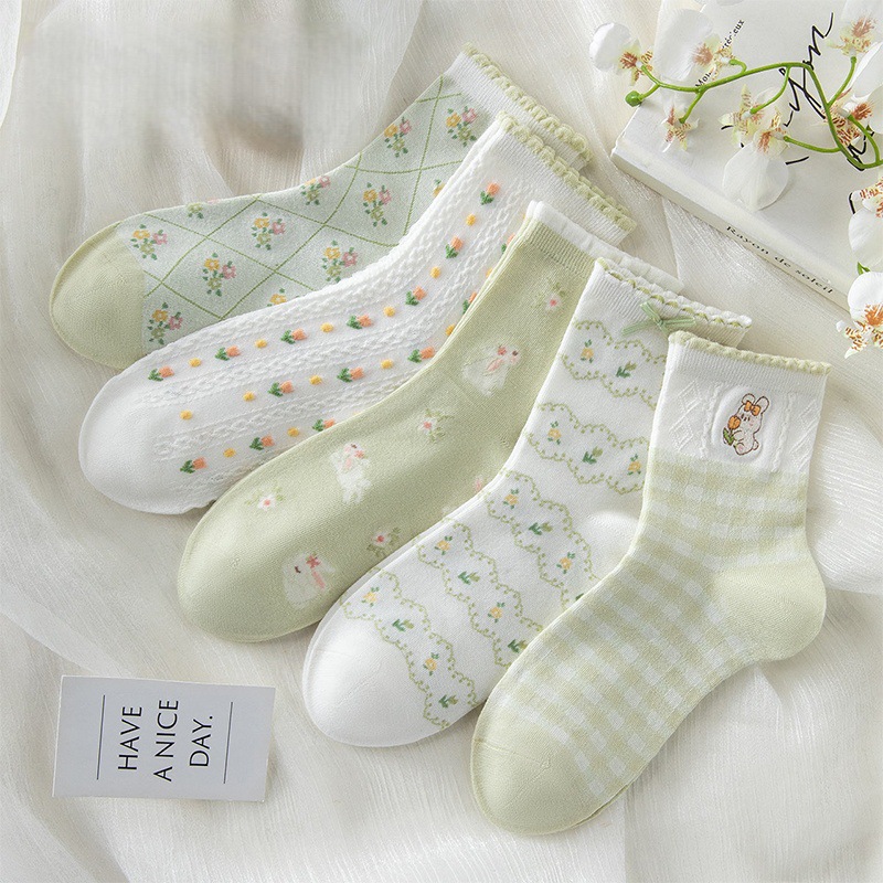 25秋冬袜子女 日系学院风卡通可爱中筒袜女士棉袜