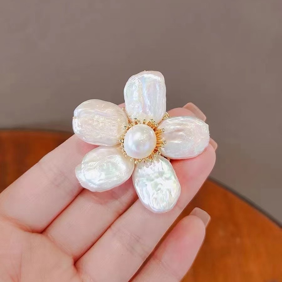 丹桃珠宝天然淡水珍珠异形珍珠胸针异形珍珠胸花珍珠领花袖口