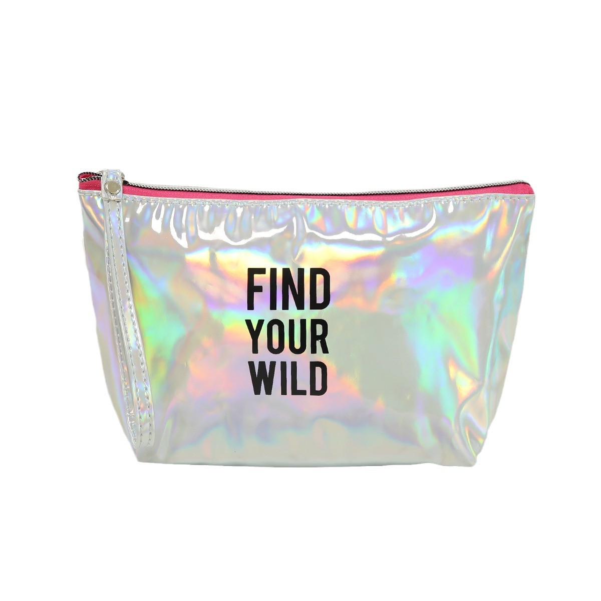 In-stock cross-border letter laser makeup bag, waterproof hand-held PU toiletry bag, large-capacity portable multi-functional storage bag Item Picture