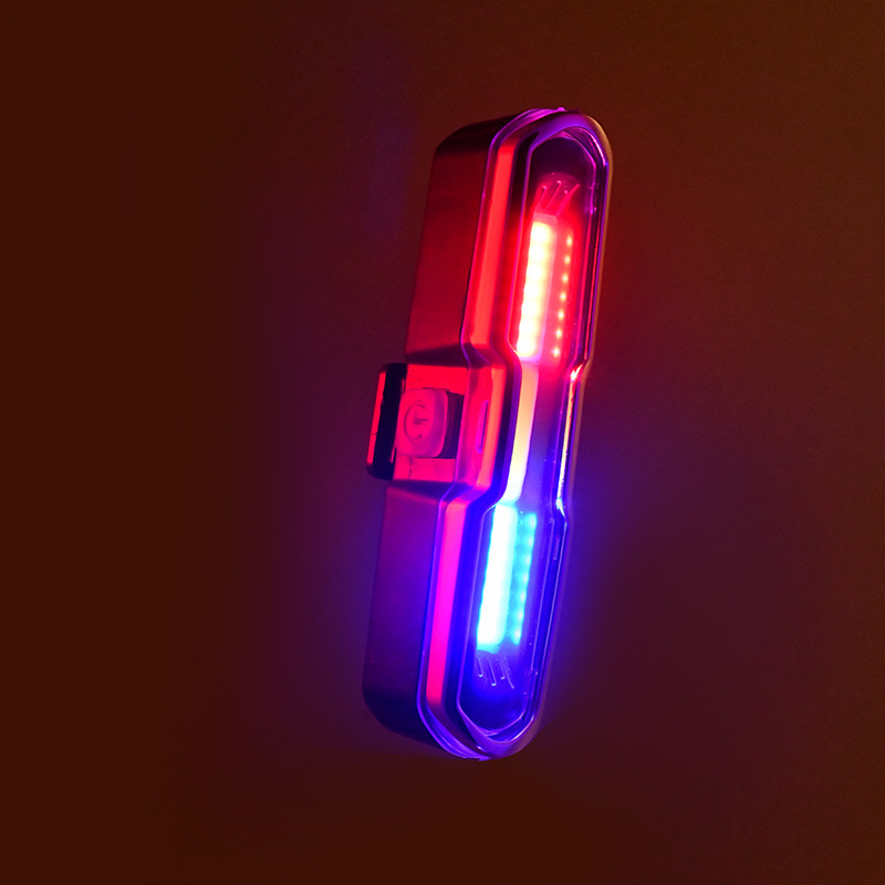 USB charging waterproof bike light, mountain bike taillight, three-color night riding warning light, outdoor cycling equipment Application Scenario
