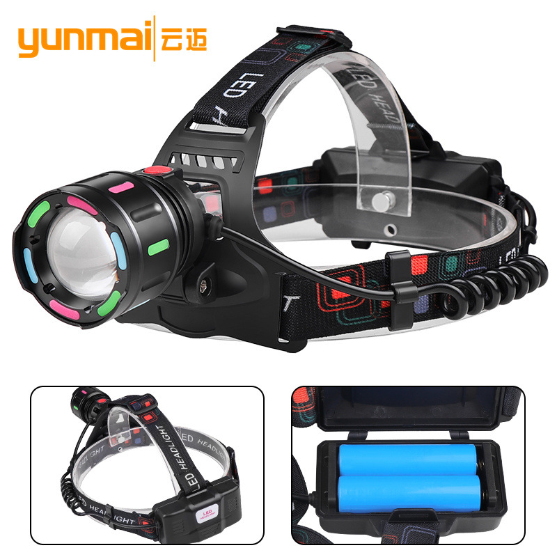 Cross-border high-intensity 30W white laser headlamp, long-lasting fluorescent light strip, telescopic zoom, dopamine outdoor fishing lamp