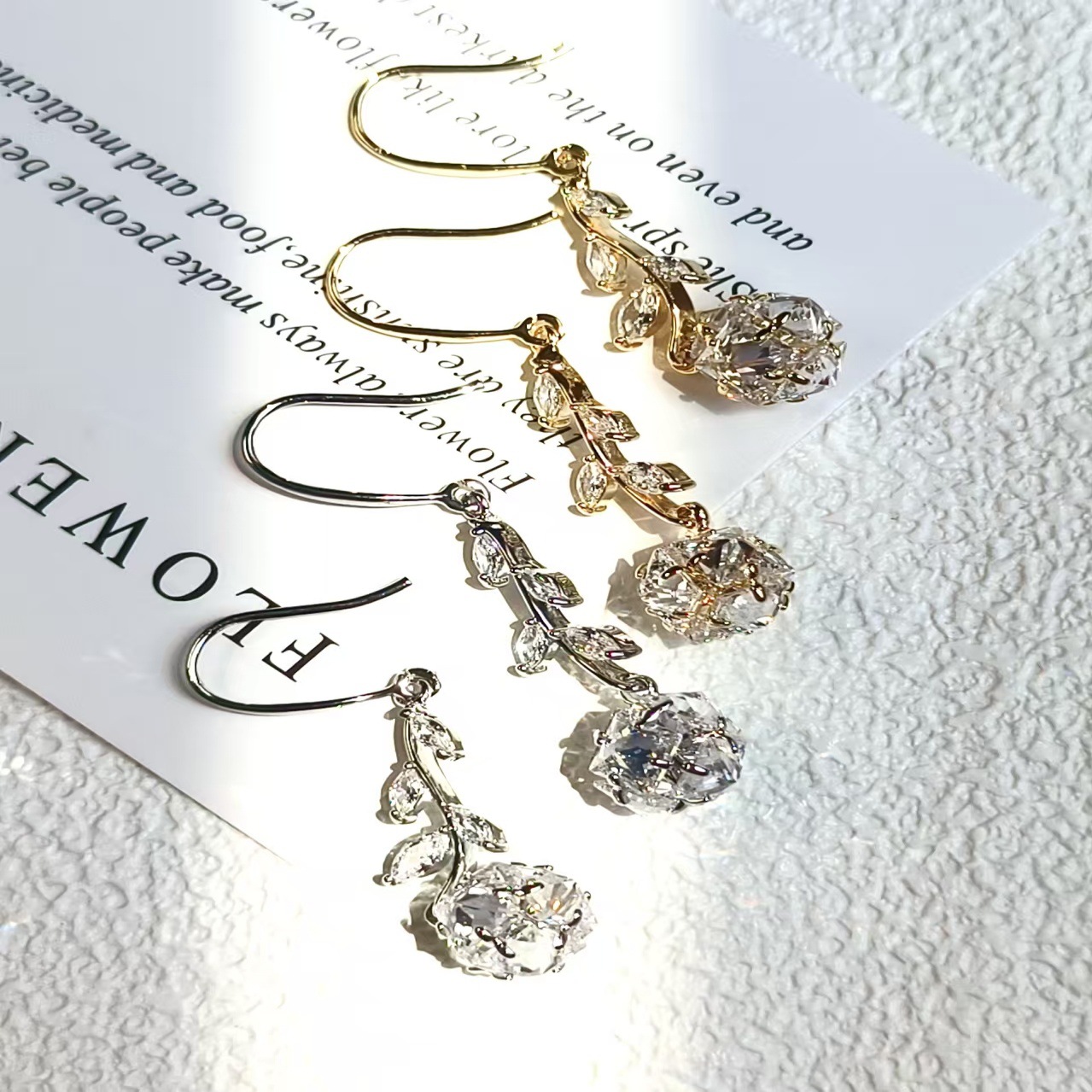 Long and elegant, light luxury zircon flower earrings, fashionable and versatile, round face slimming, tassel earrings for women, fashionable full figure