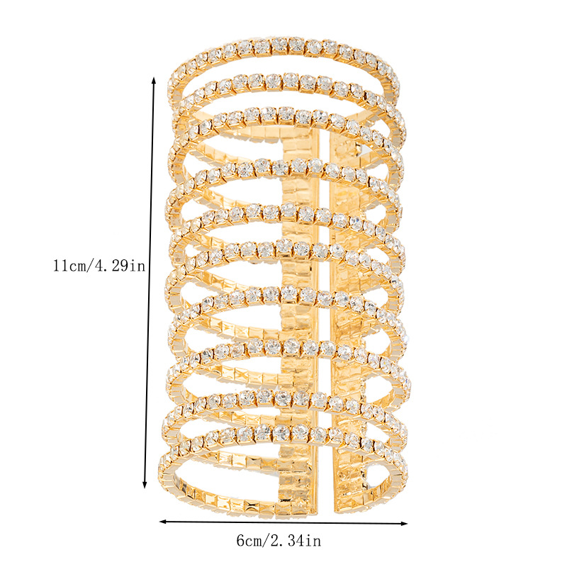 Amazon Cross-border's new rhinestone arm ring, elastic open bracelet, stage performance exaggerated bracelet, multi-layer claw chain bracelet accessory Specification drawing