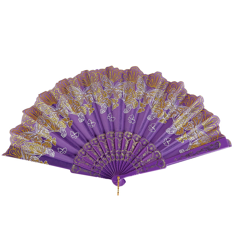 蝴蝶中国风扇女士古典舞蹈塑料折叠扇手工艺礼品古风小折扇白底实物图