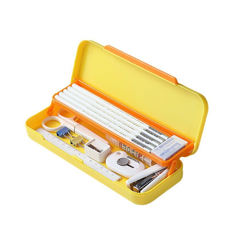 可印logo塑料笔盒小学生多功能文具盒儿童钢笔盒diy奶油胶铅笔盒