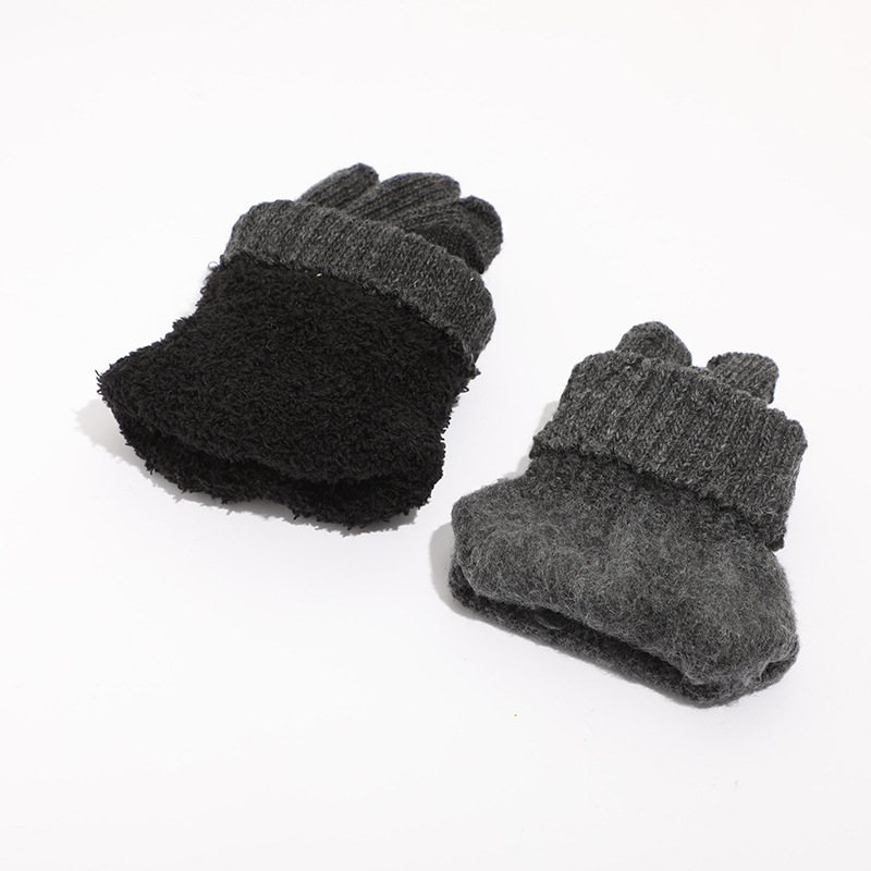 Cross-border Amazon men's warm gloves for outdoor cycling in autumn and winter, touch screen cotton blended five-finger gloves for cold protection Item Picture
