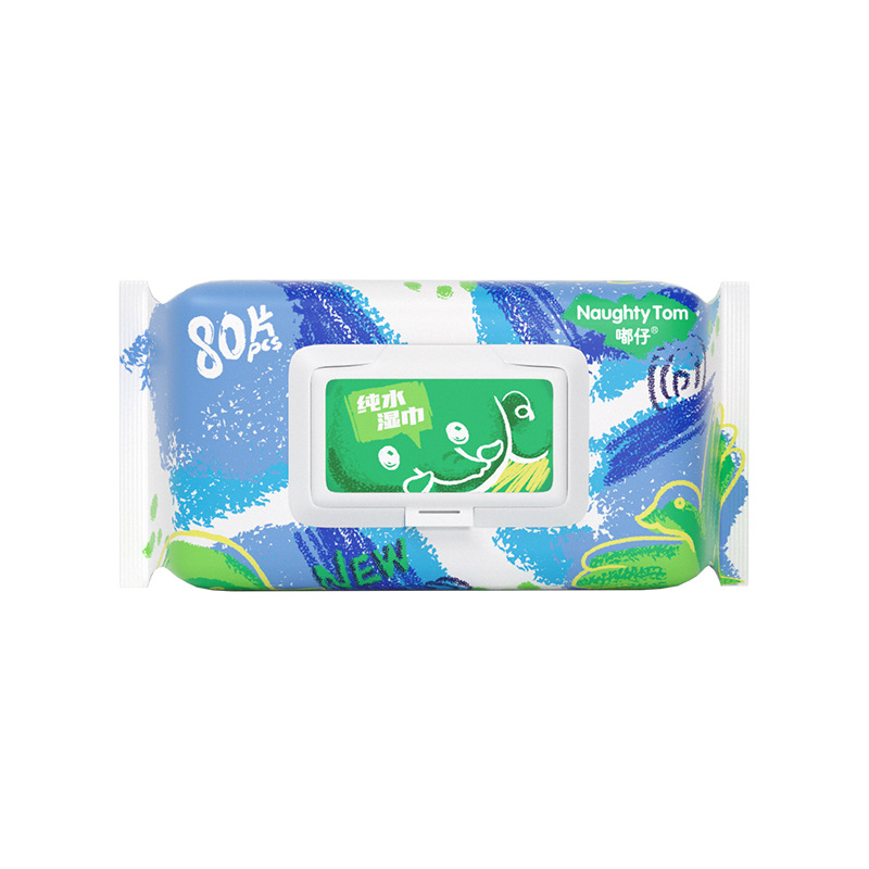 80-pack wet wipes, baby-specific hand and mouth wet wipes, household disposable pure water children's cleaning wet wipes Item Picture