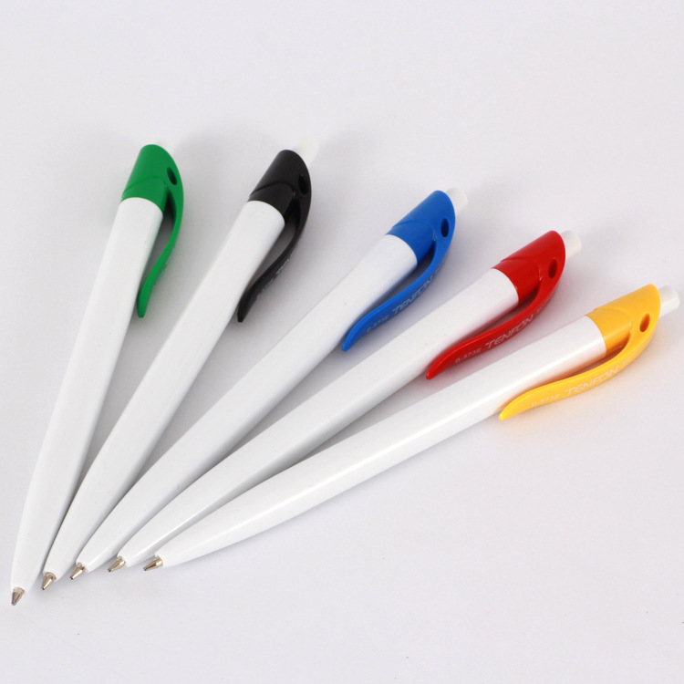 Tianfeng Advertising Ballpoint Pen Wholesale White Fine rod 0.7MM advertising gift Ballpoint Pen 573E plastic Press Pen details Picture