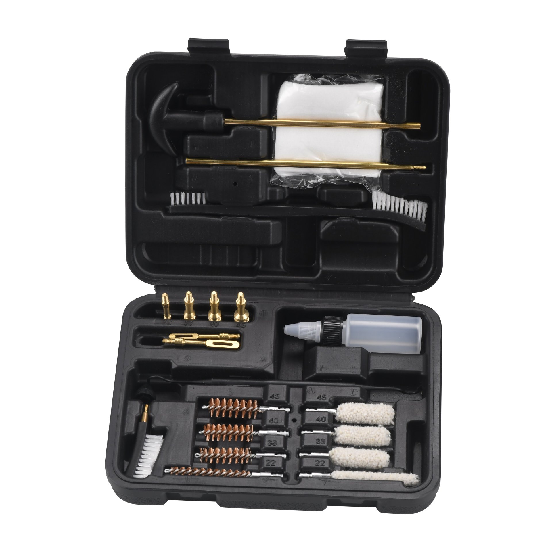 Cross-border best-selling universal gun barrel brush tool rust removal and cleaning set, pipe unblocking and gun barrel maintenance tool box full figure