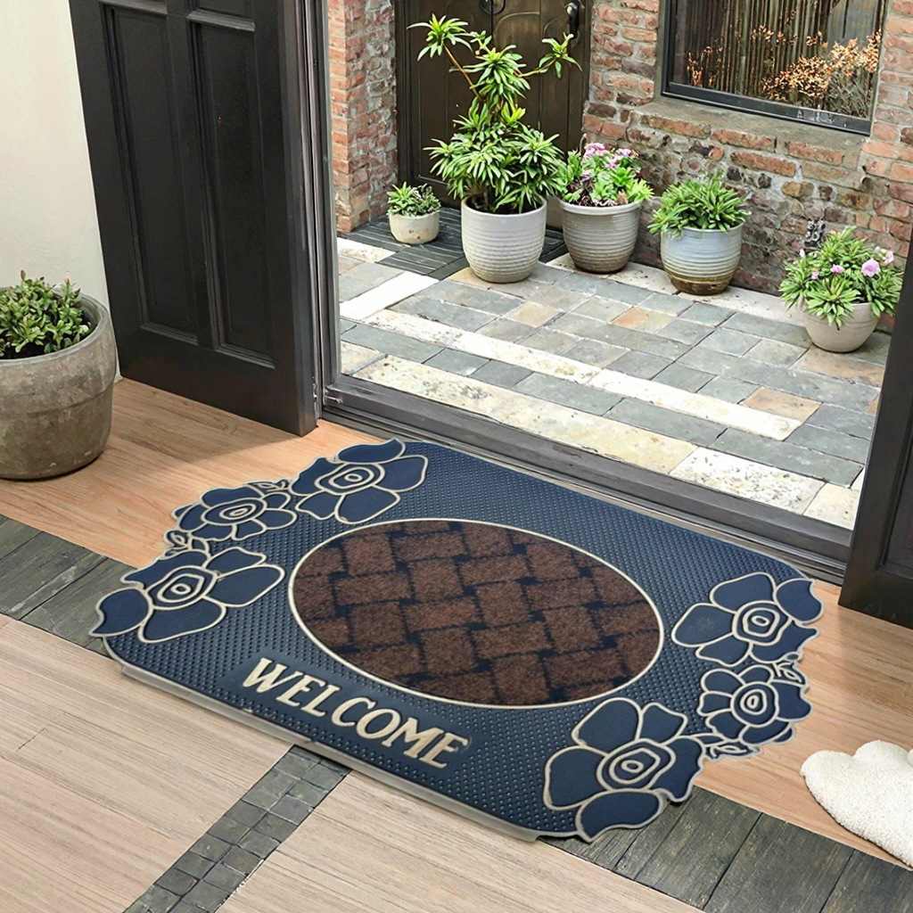High-end rubber floor MATS for villa entrances, classic European-style entrance door foot MATS, natural rubber, anti-slip, wear-resistant and dirt-resistant details Picture