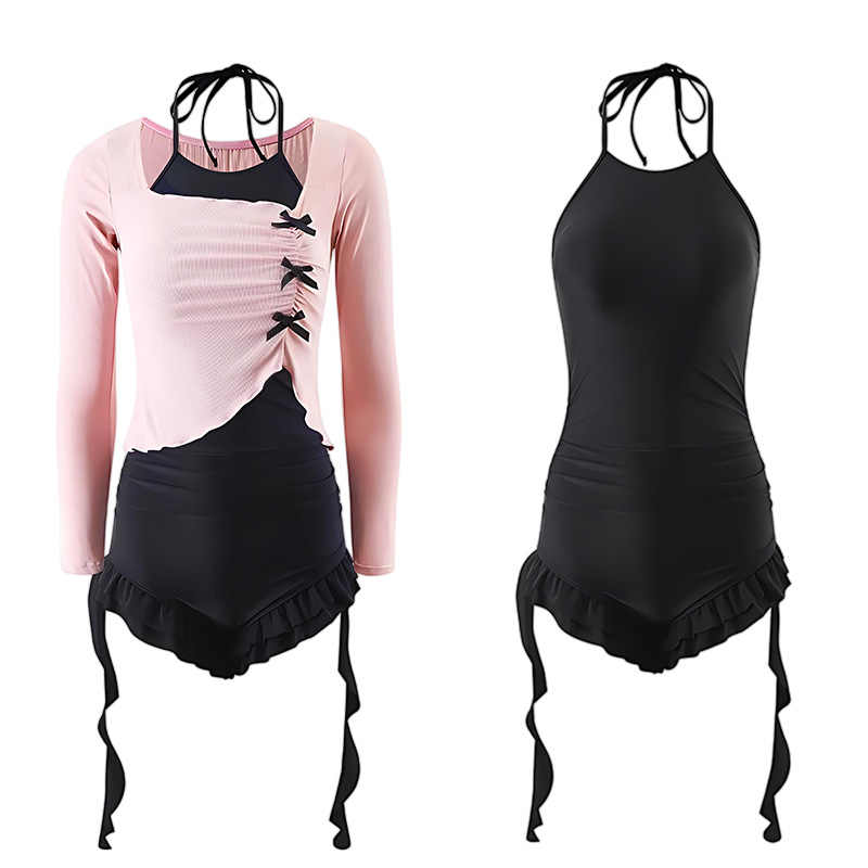 Swimsuit Women 2025 New black one-piece bikini long-sleeved sun protection, slimming, belly covering, hot girl pure desire vacation swimsuit 125155 Item Picture