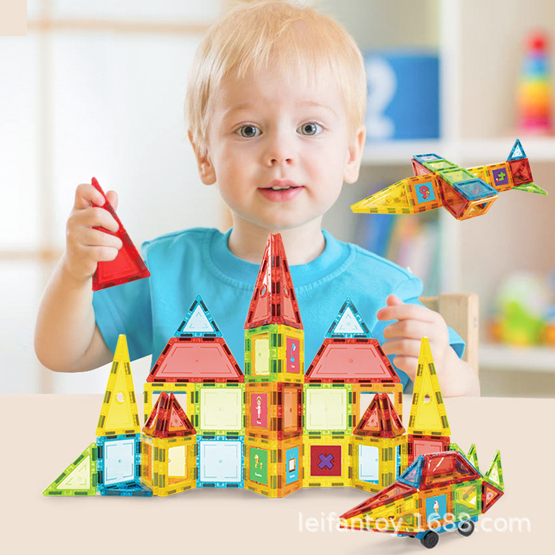 Xinbida Color Window Magnetic Sheet English Set Early Education Assembly Toy Magnetic Brick Castle Building Block Toy Specification image