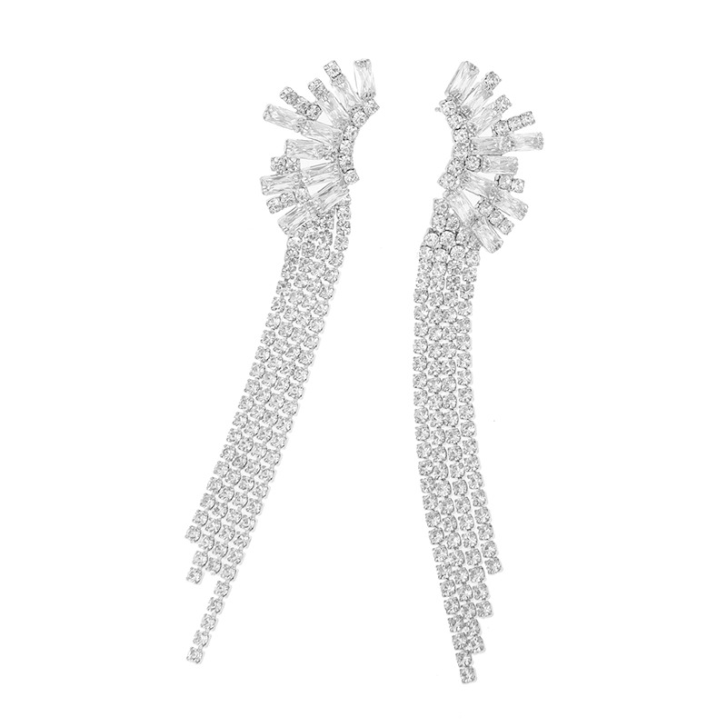 Hot-selling Korean-style light luxury zircon tassel earrings on Ali Express, cross-border European and American elegant rhinestone earrings and accessories Application Scenario