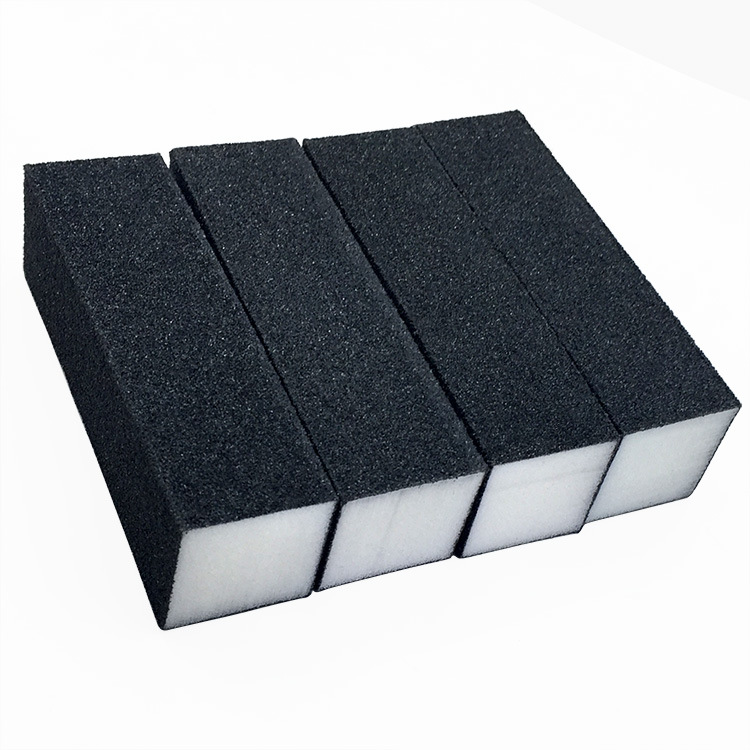 Factory direct sales of three-sided sand blocks in stock for wholesale, high-elastic cotton tofu blocks, washed black square nail files details Picture