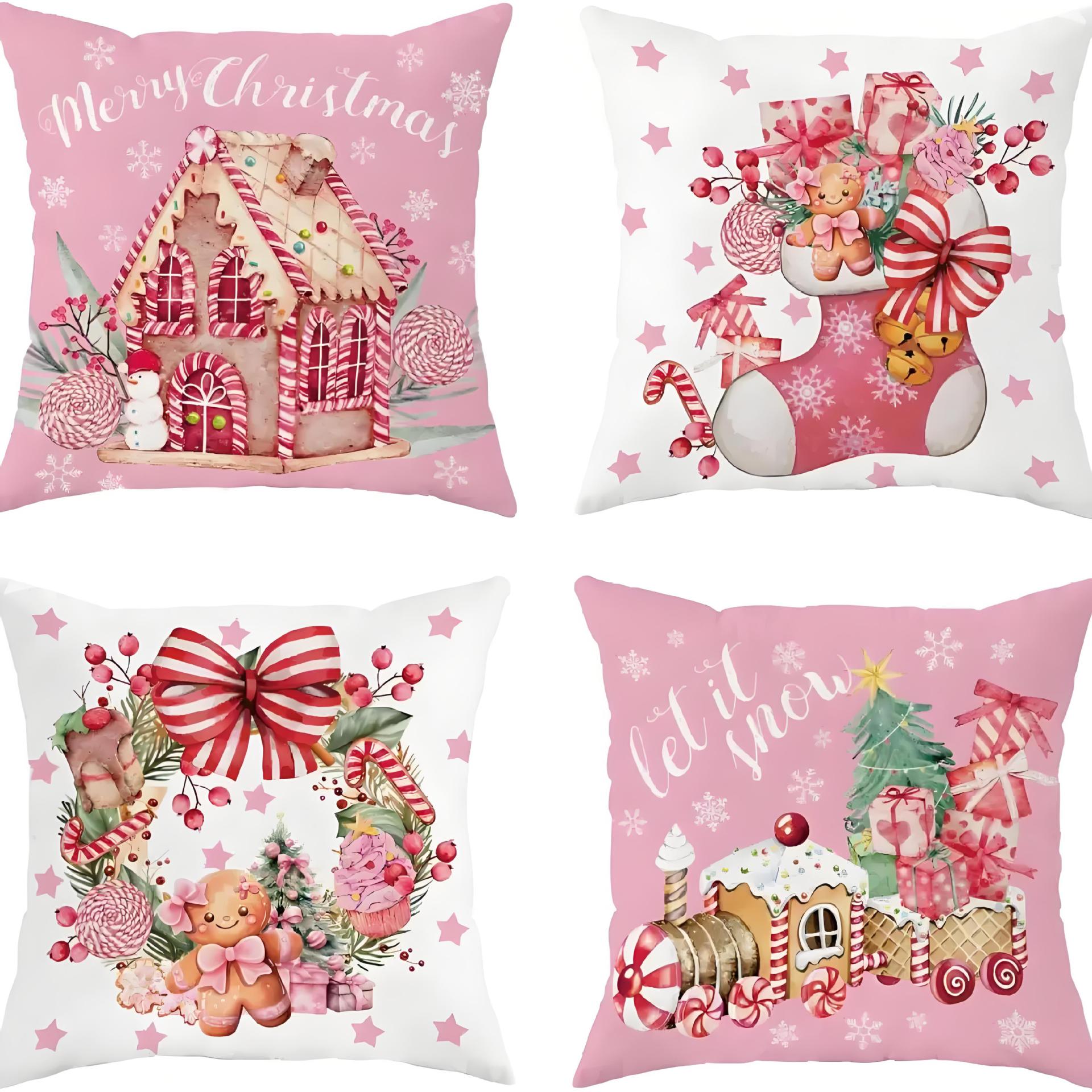 Cross-border Christmas pillowcase, Christmas tree snowflake decoration, living room sofa cushion cover, Christmas bell pillowcase