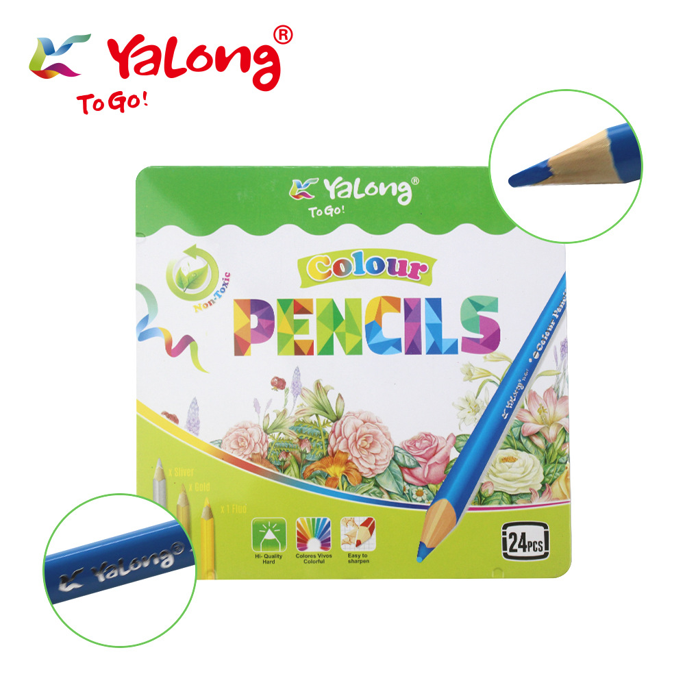 Triangular design colored pencil set with luxurious metal packaging for children's colored pencil drawing pens Application Scenario