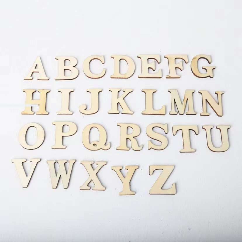 木质创意工艺品DIY英文字母装饰自粘贴拍摄道具木制品现货