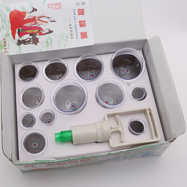 Cupping device manufacturer direct sales, 12 cups of vacuum cupping device, paper inch cupping device, anti-drop and durable English version Application Scenario