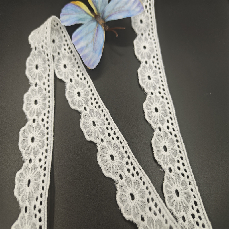棉布花边 高档服装纯棉花边辅料蝴蝶结DIY棉蕾丝刺绣花边辅料批发