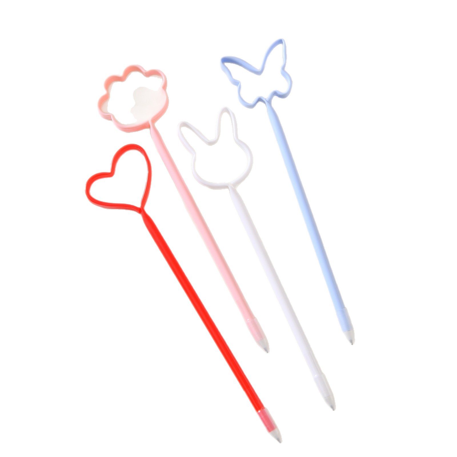 New heart-shaped straw pen, cute pen, cap removal gel pen, high appearance level, creative stationery for primary school students wholesale Item Picture