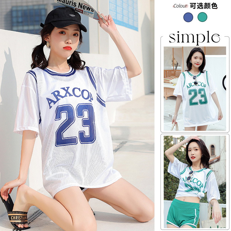 分体式游泳衣女韩国运动款保守平角裤三件套泳装显瘦遮肚度假泳衣-666880