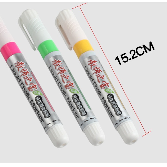 Bolígrafo blanco borrable liquid tiza color POP publicidad pluma vidrio limpiable a base de agua sin polvo liquid pizarra rotulador de color de escritura en la ventana tienda de lápices de pintura de color super pizarra de vidrio lápices decorativos pintados a mano Specification image