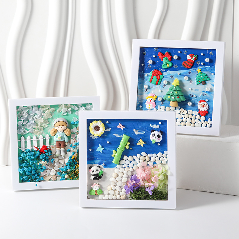 儿童卡通的diy手工奶油胶材料包相框摆件树脂女孩益智玩具礼品产品图