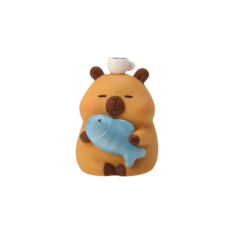 Capibara - I Love Going to Work Blind Box Cartoon Creative Desktop Display, Cute and adorable Resin Display Blind box Item Picture