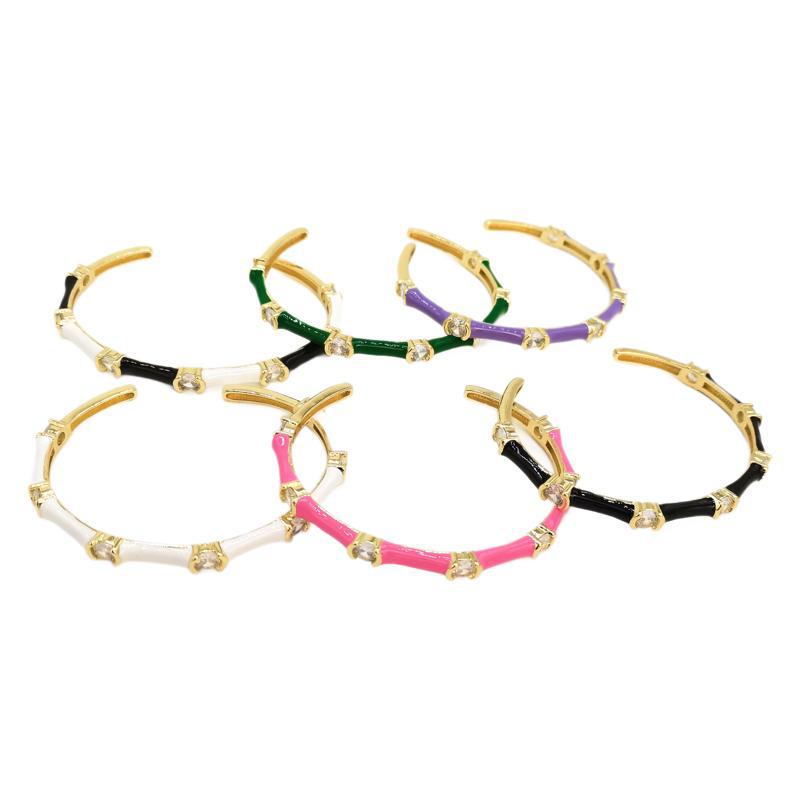 European and American cross-border jewelry, multi-color oil-dripping joint bracelet, women's fashion INS bracelet, retro set bracelet Item Picture