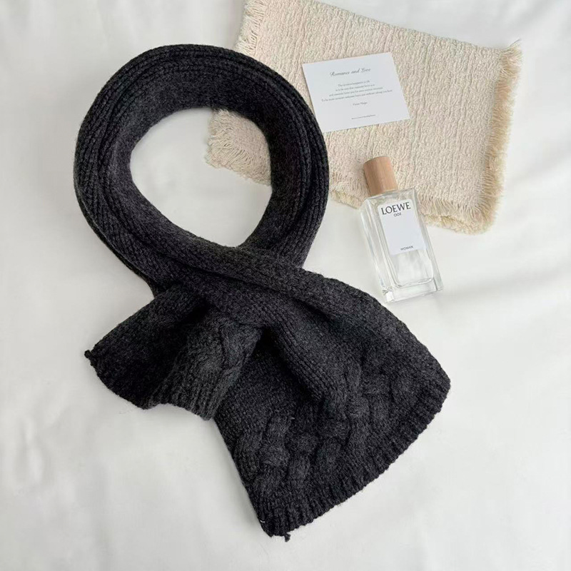 Winter new style hollowed-out cashmere knitted cashmere scarf, women's long cashmere scarf, solid color small shawl for warmth Specification image