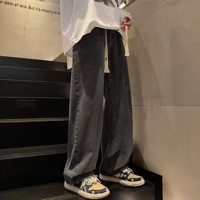 Vintage jeans for men, spring and autumn, straight-leg loose, trendy brand, wide-leg American high street, versatile, casual long pants, summer Specification image