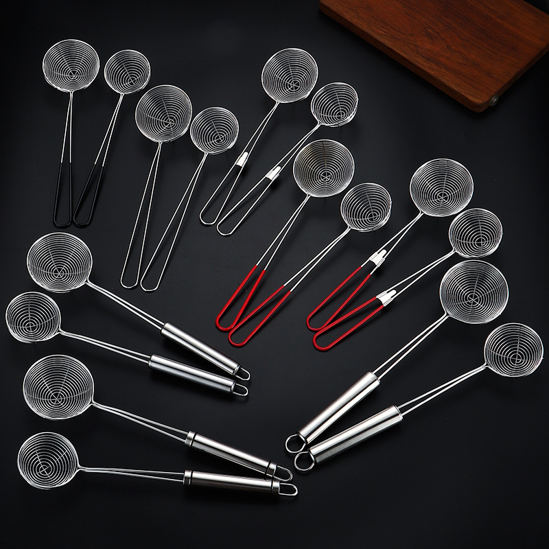 304不锈钢小线漏勺奶茶珍珠果冻商用捞勺家用和餐厅火锅加密线圈