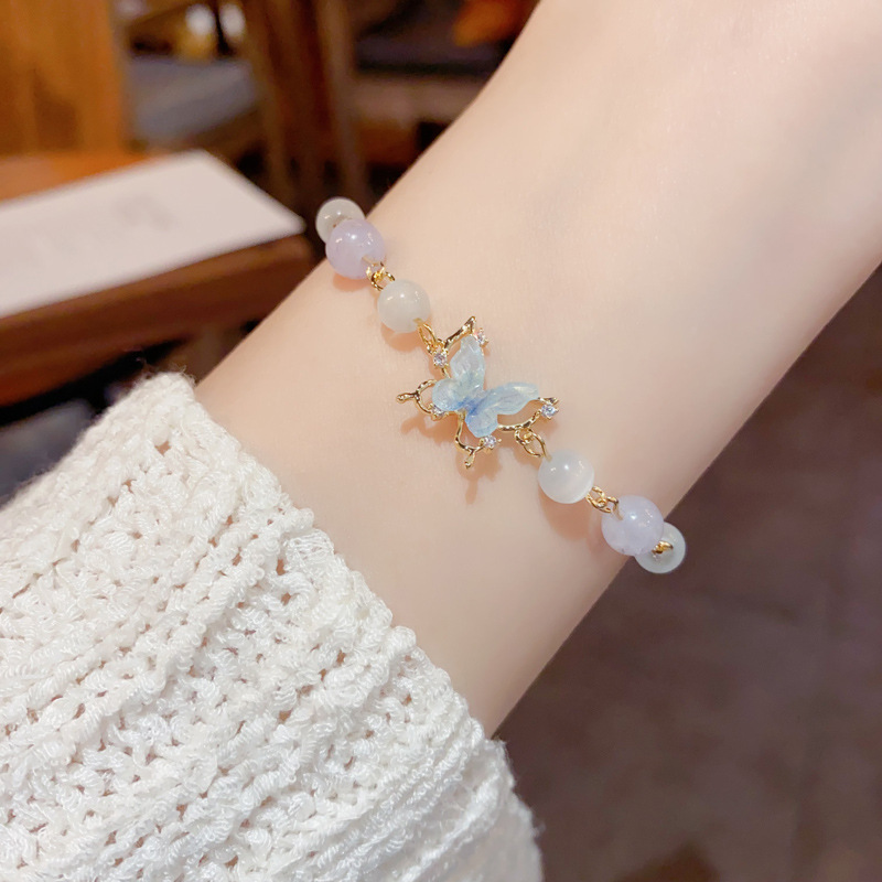 Super fairy light mariposa de lujo opal perlas perlas pulsera de cuerda dulce viento diseño de nicho versátil de alta calidad sentido de la mano details Picture