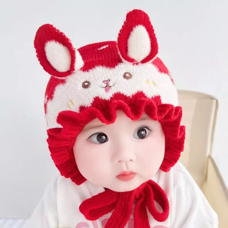 婴儿帽子秋冬款可爱超萌护耳新款男宝宝女童新生儿针织毛线儿童帽