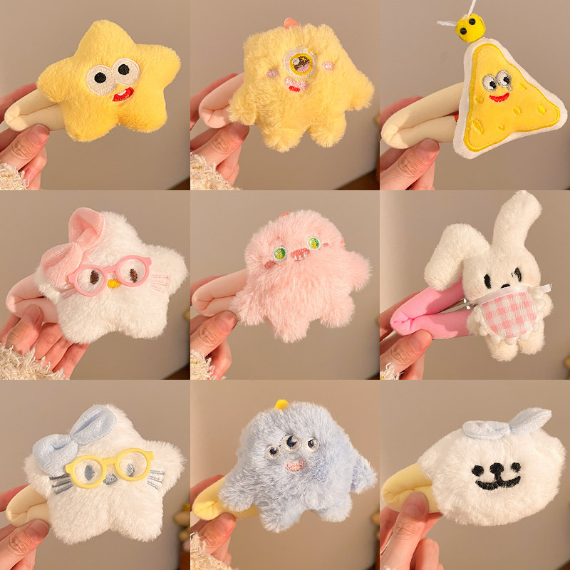 Sweet and cute cartoon plush hair clip, girl's heartbroken hair bangs, side clip, bbye clip, girl's hair clip, hair accessory