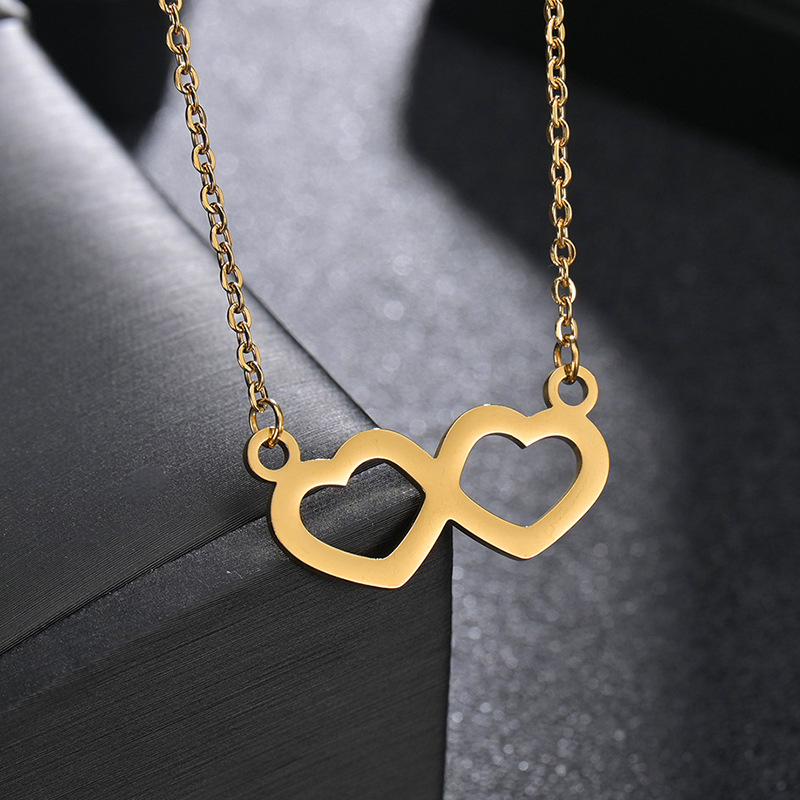 Japón y Corea del Sur ins viento accesorios doble amor pareja multifuncional collar regalo de san valentín vacío chapado oro no se desvanecen Specification image