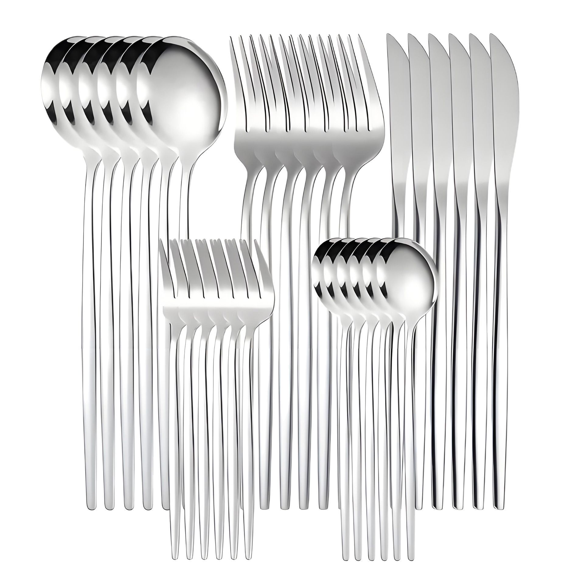 Cross-border supply stainless steel knife and fork 24/30 piece set, Portuguese tableware set, golden creative Western steak knife Item Picture