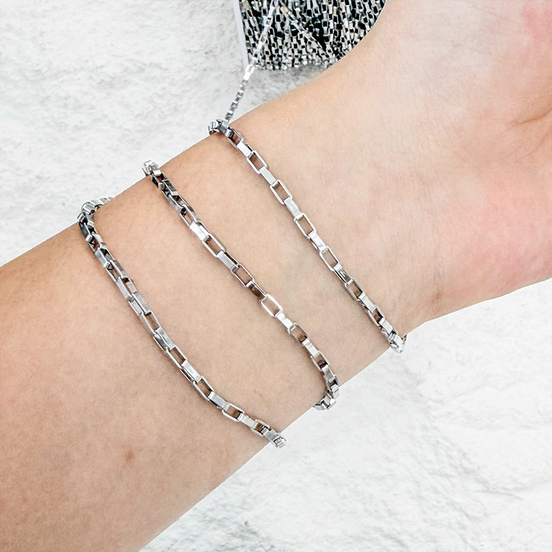 Long box chain stainless steel non-fading chain decoration semi-finished product long box small chain jewelry chain in stock wholesale Specification image