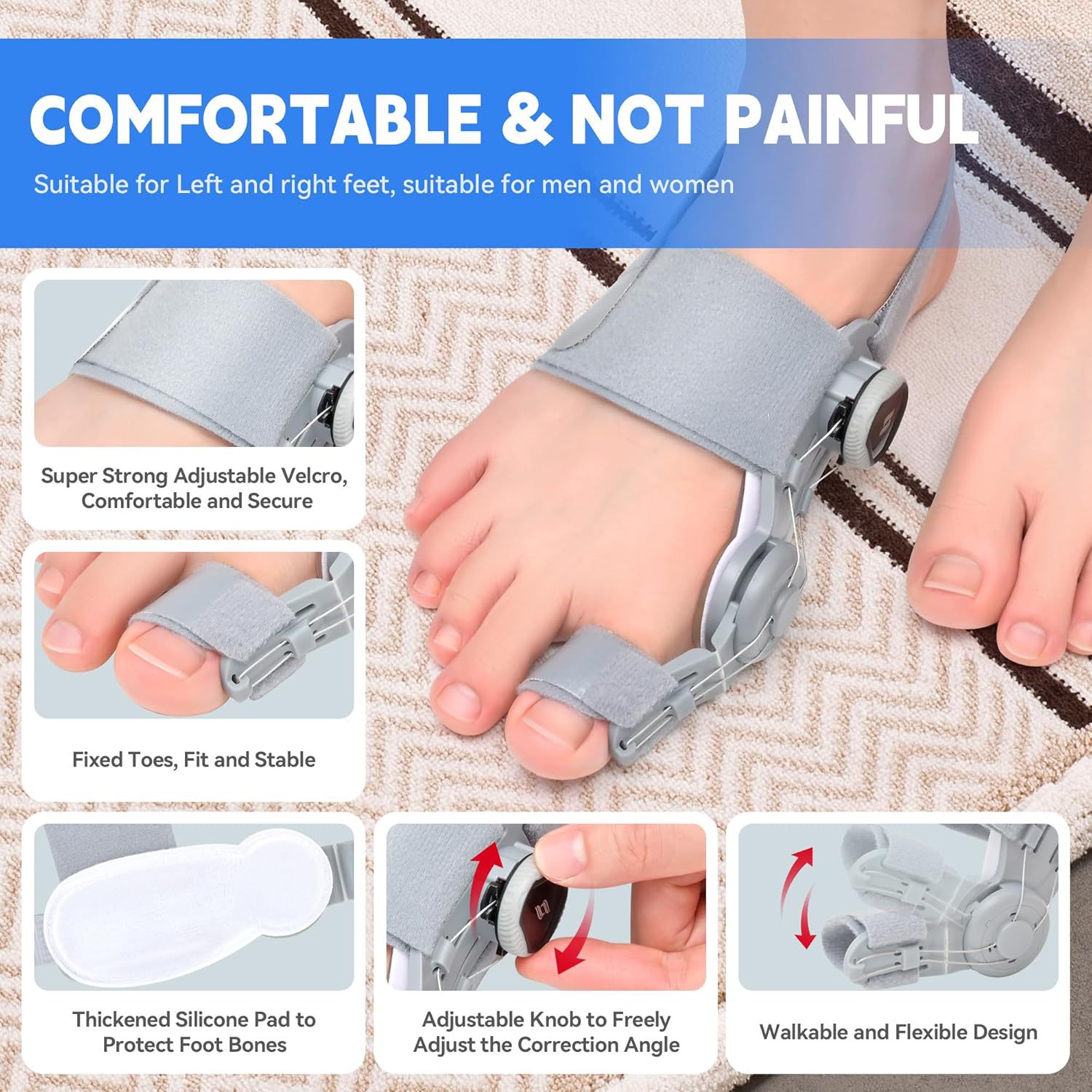 Knob adjustment of the thumb eversion corrector, big foot bone, foot protrusion separator, male and female overlapping toe separator Application Scenario
