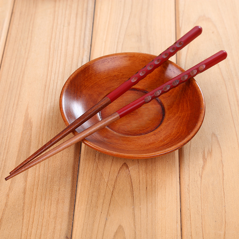 Factory wholesale, one person, one chopstick, Japanese-style threaded wooden chopsticks, household nanmu tableware, bamboo and wood gifts, solid wood chopsticks gifts Specification image