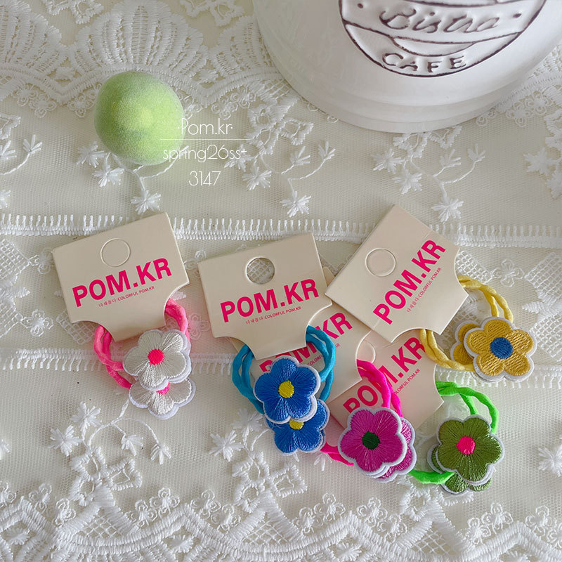 Primavera nuevo dulce color flores garras niños high stretch cola de caballo croquetas cabeza cordón bebé mano accesorios para el pelo details Picture