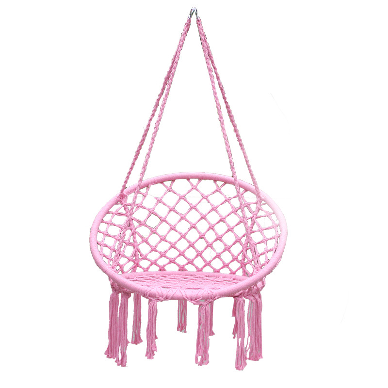 Sanjia outdoor hammock, indoor leisure, ins style, Nordic style swing, internet-famous cotton rope hanging chair, tassel hanging basket wholesale Item Picture