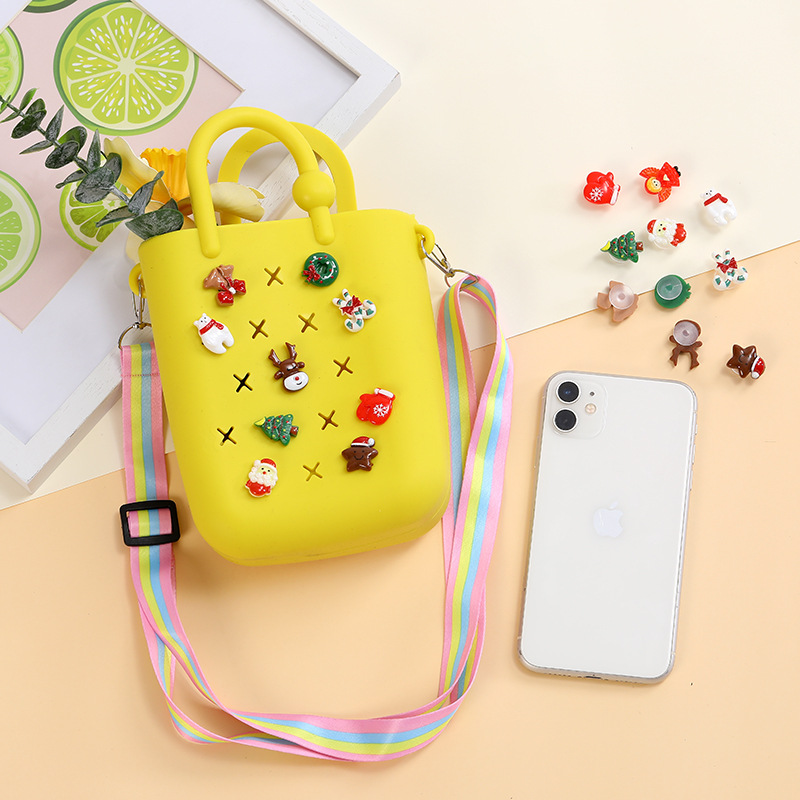Hecho a mano diy hole hole bag hecho a mano 2025 nueva chica crossbody bolsa de teléfono móvil bolsa de gelatina de navidad Specification image