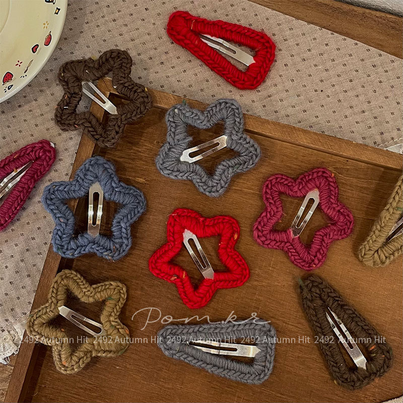 New korea handwork hilo pentagrama horquilla otoño gotas de agua niños lateral pelo roto pinza broche broche mujer punto estrella estilo horquilla multicolor colección otoño invierno chica cute todos los días vintage tocados Specification image