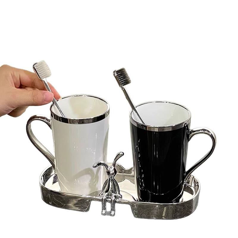 Mouthwash cup, couple brushing cup, light luxury high-end ceramic household dental cup, washbasin cup, high-end toothbrush cup Item Picture